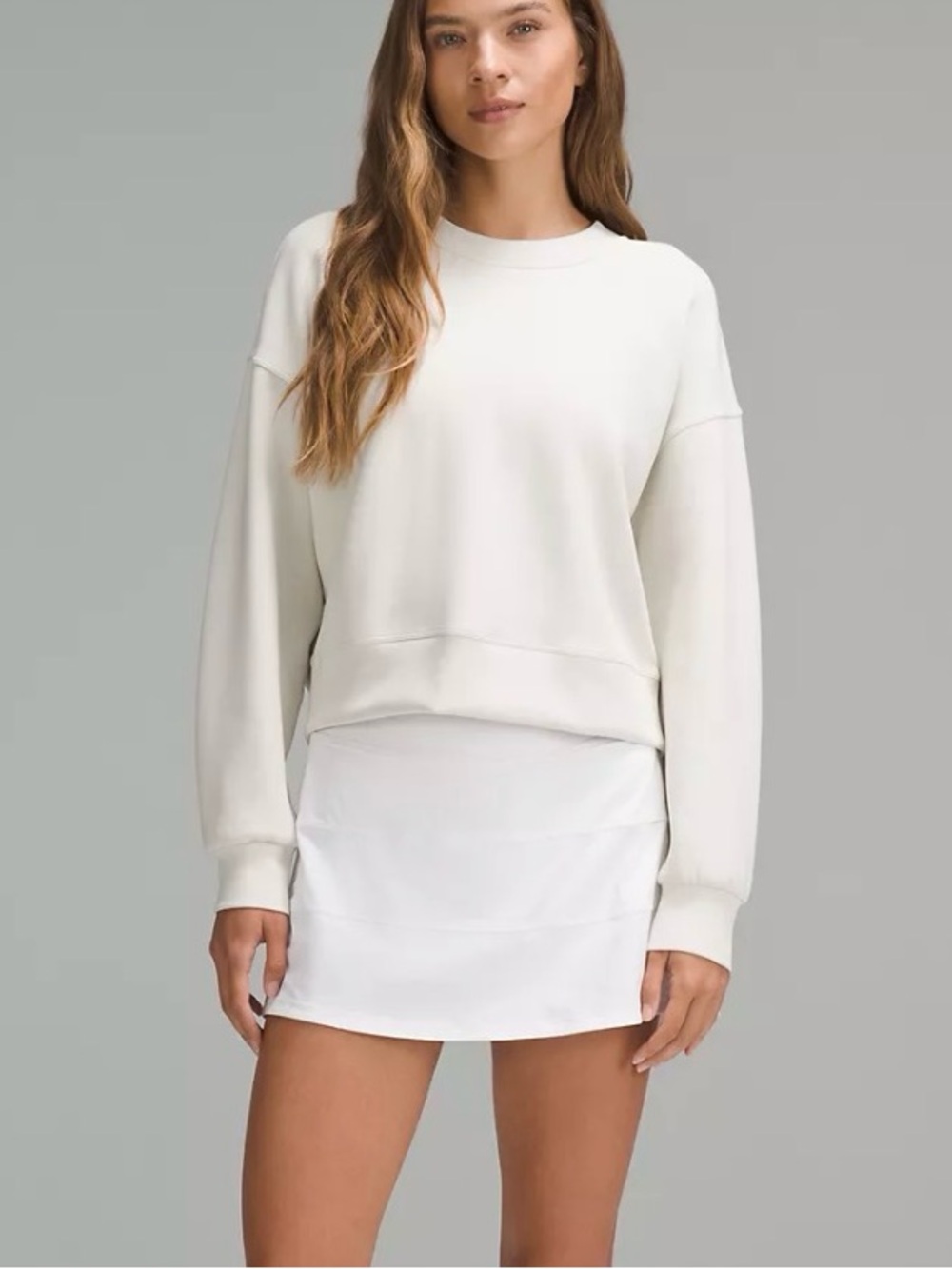 Lululemon Athletica Softstreme Perfectly Oversized Cropped Crew in Bone 6